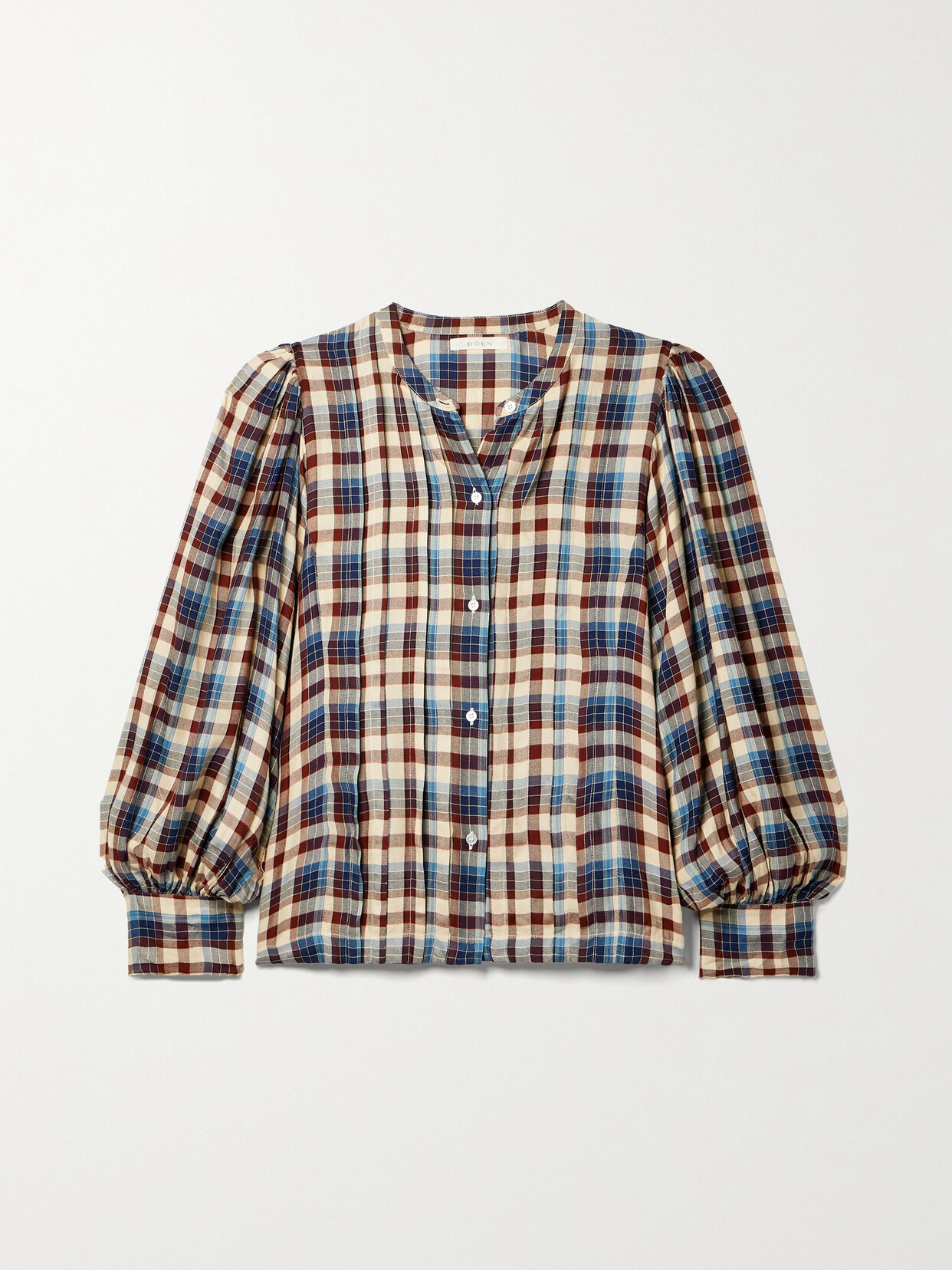 Doen Harlow Pintucked Checked Woven Blouse In Multi