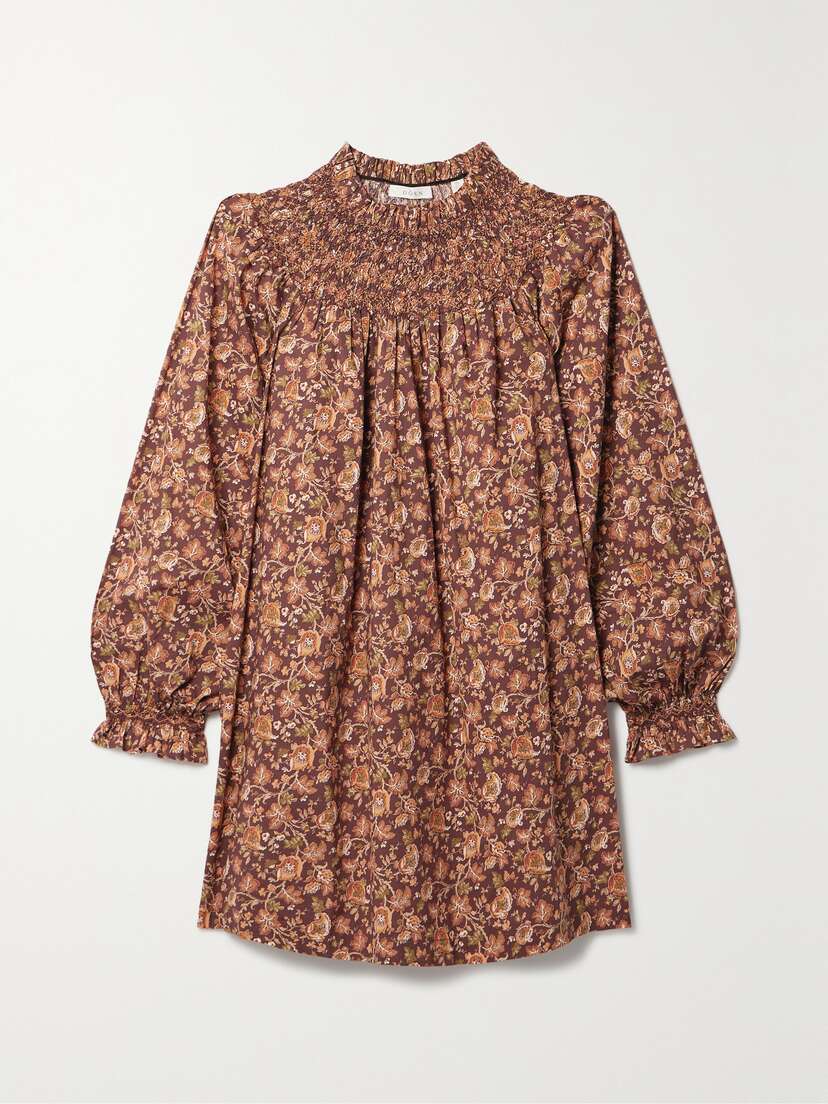 DÔEN + Net Sustain Idalie Shirred Floral-print Organic Cotton-voile Mini Dress - xx large