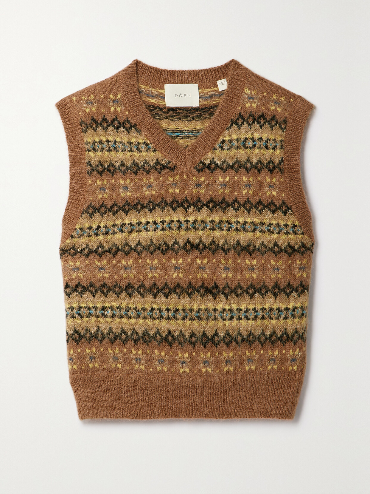 DÔEN - Kenley Fair Isle Knitted Vest - Brown