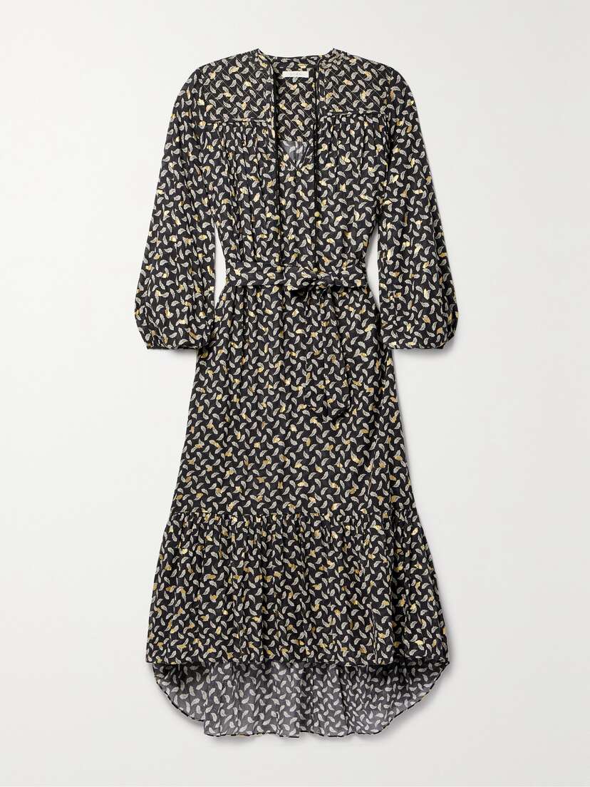 DÔEN + Net Sustain Ivana Belted Metallic Printed Organic Cotton-voile Midi Dress - x large