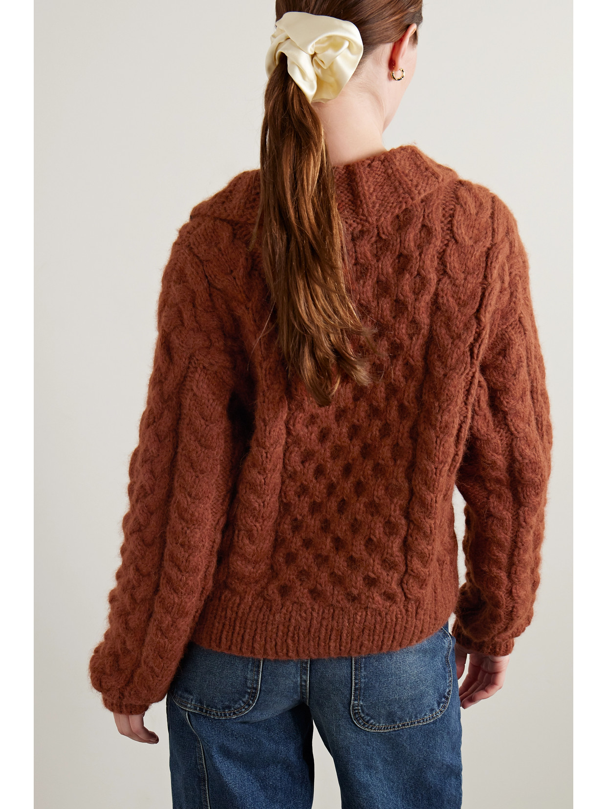 Shop Doen Nuage Cable-knit Alpaca And Merino Wool-blend Sweater In Brown