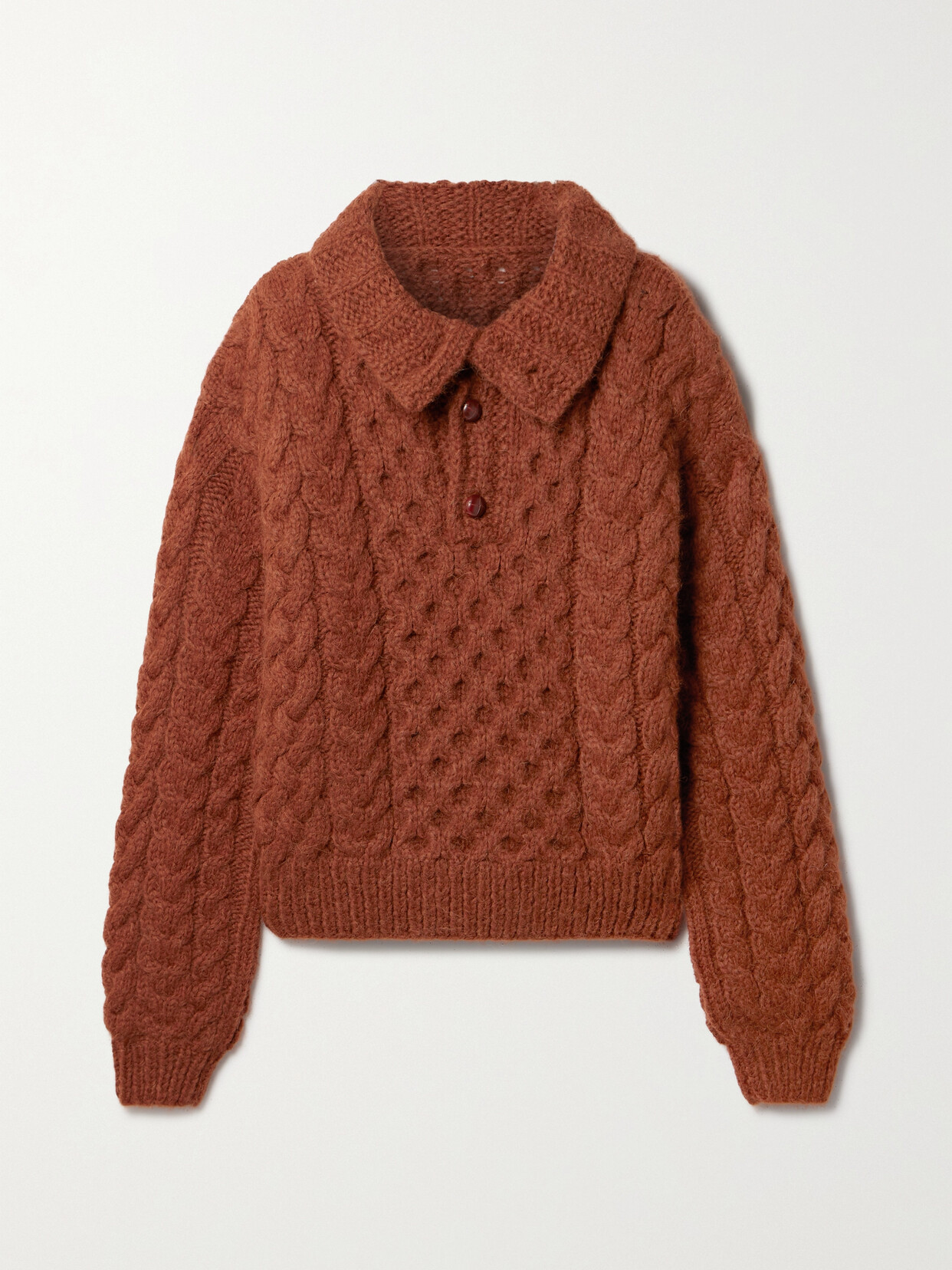 Shop Doen Nuage Cable-knit Alpaca And Merino Wool-blend Sweater In Brown