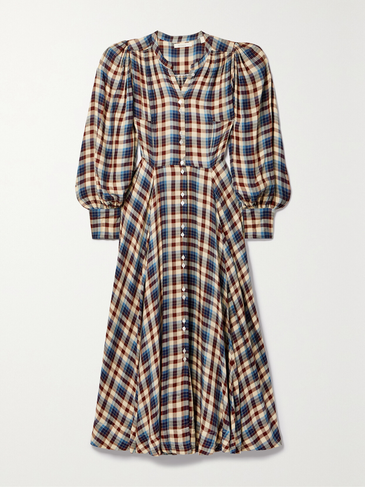 Doen Harlow Checked Woven Midi Shirt Dress In Multi