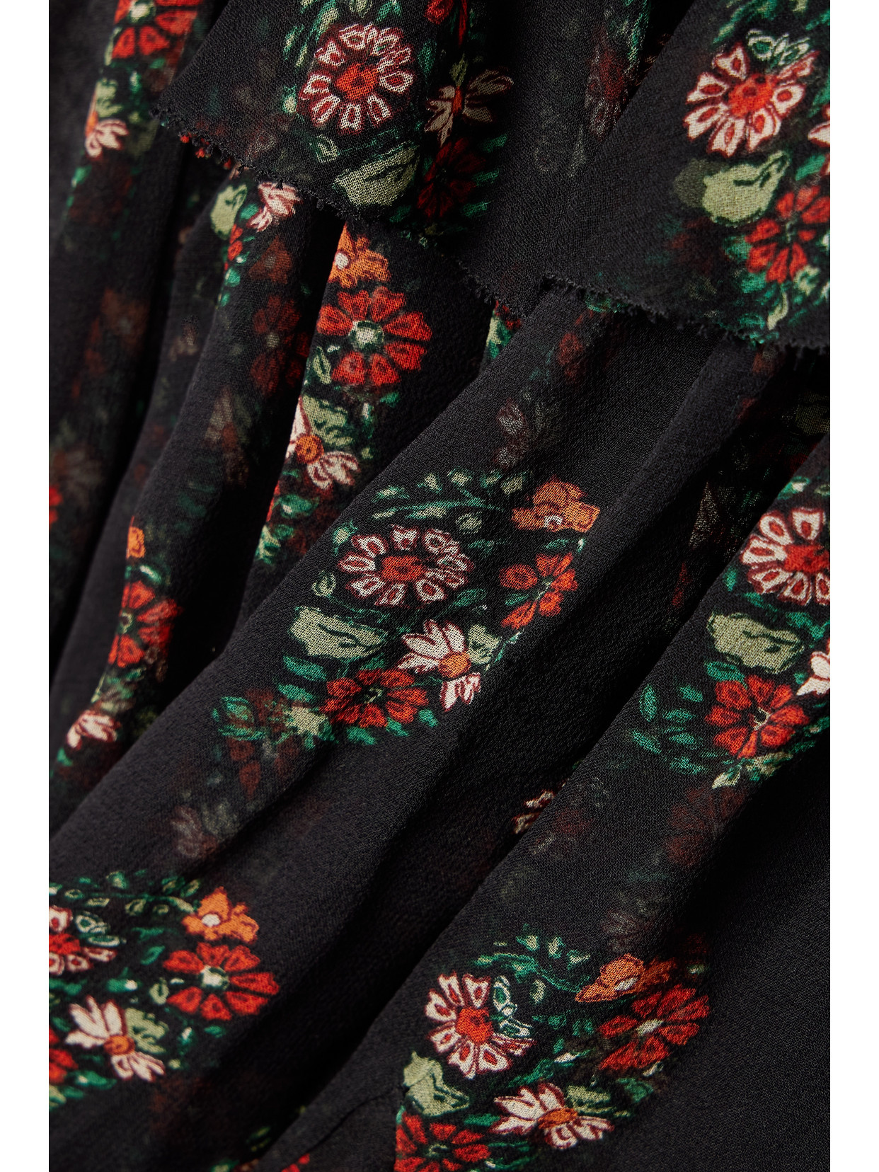 DOEN ALETTE RUFFLED TIERED FLORAL-PRINT SILK-GEORGETTE MINI DRESS