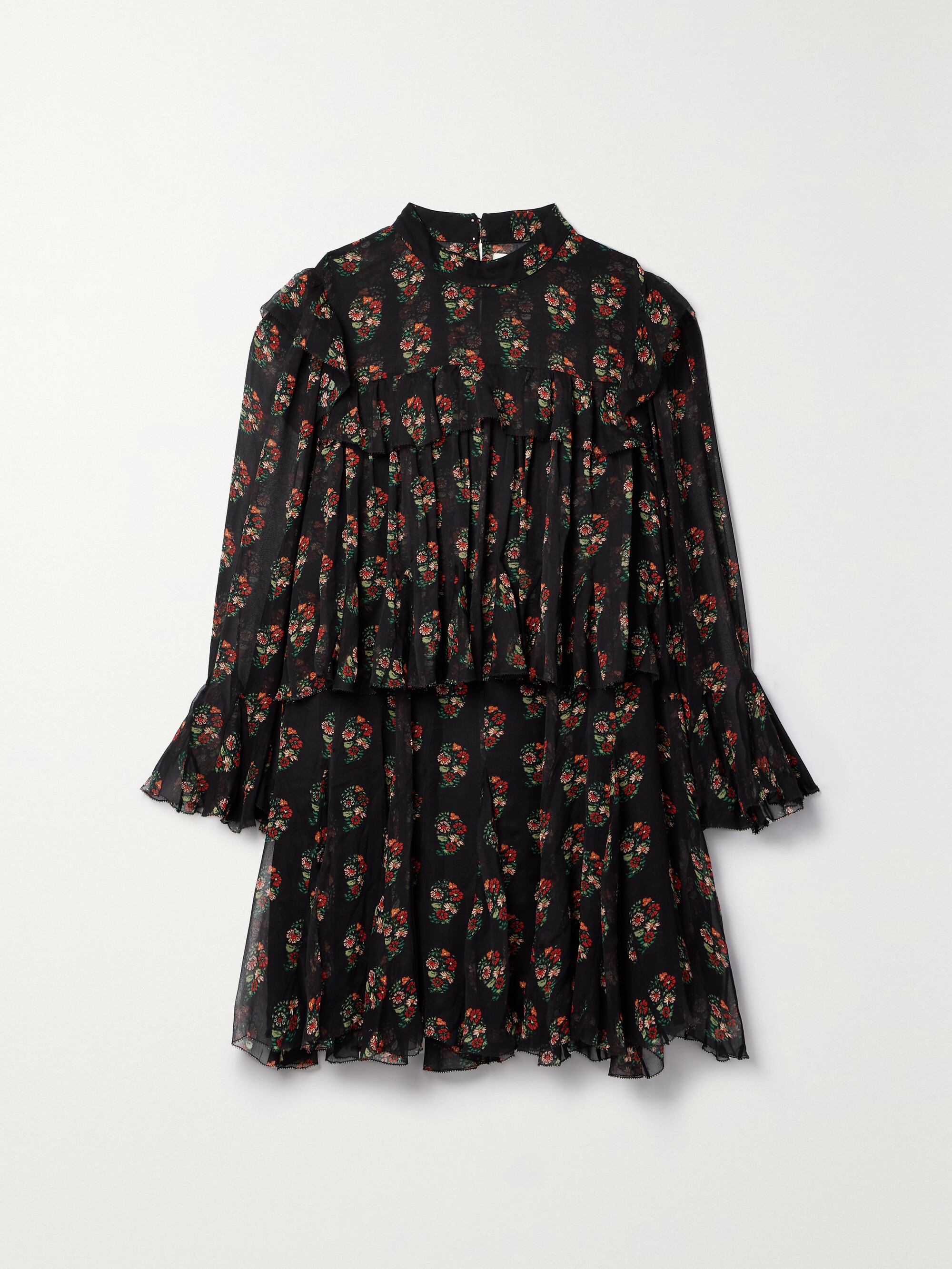 Dôen Alette ruffled tiered floral-print silk-georgette mini dress thumbnail