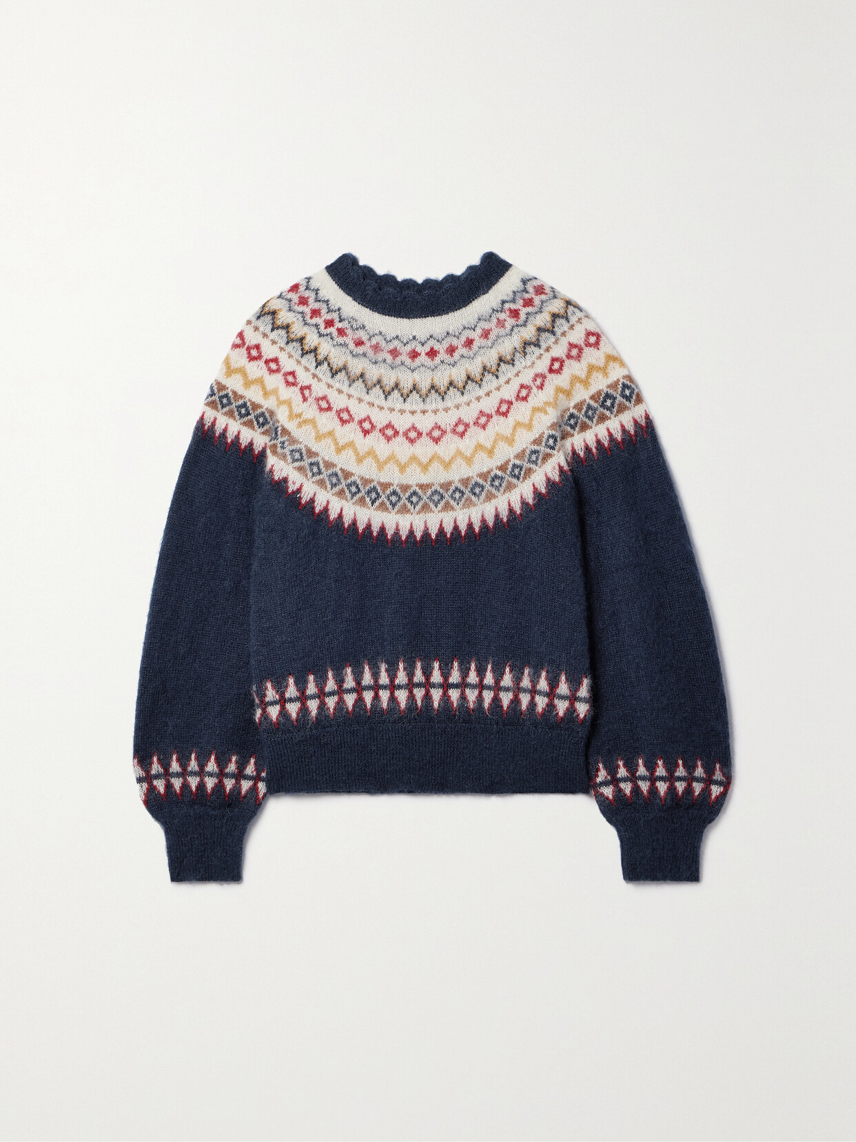 Shop Doen Harvest Fair Isle Knitted Sweater In Blue