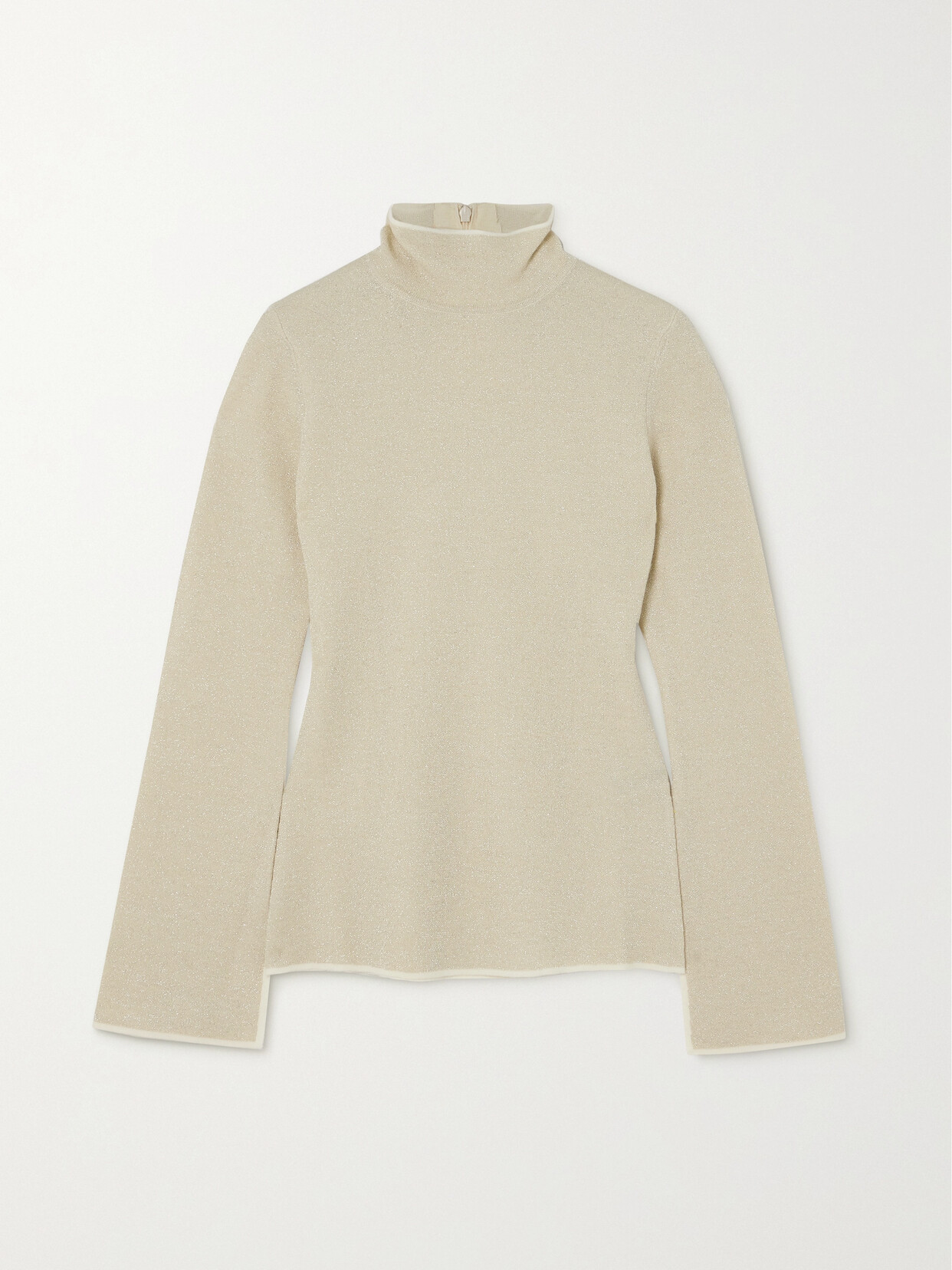 Joseph Metallic Knitted Turtleneck Top In Ivory