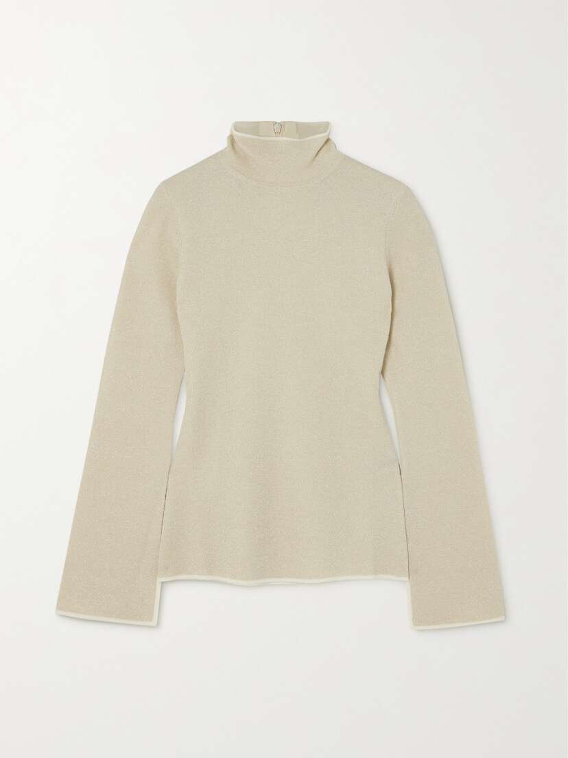 Joseph Metallic Knitted Turtleneck Top