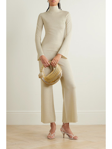 JOSEPH Metallic knitted turtleneck top