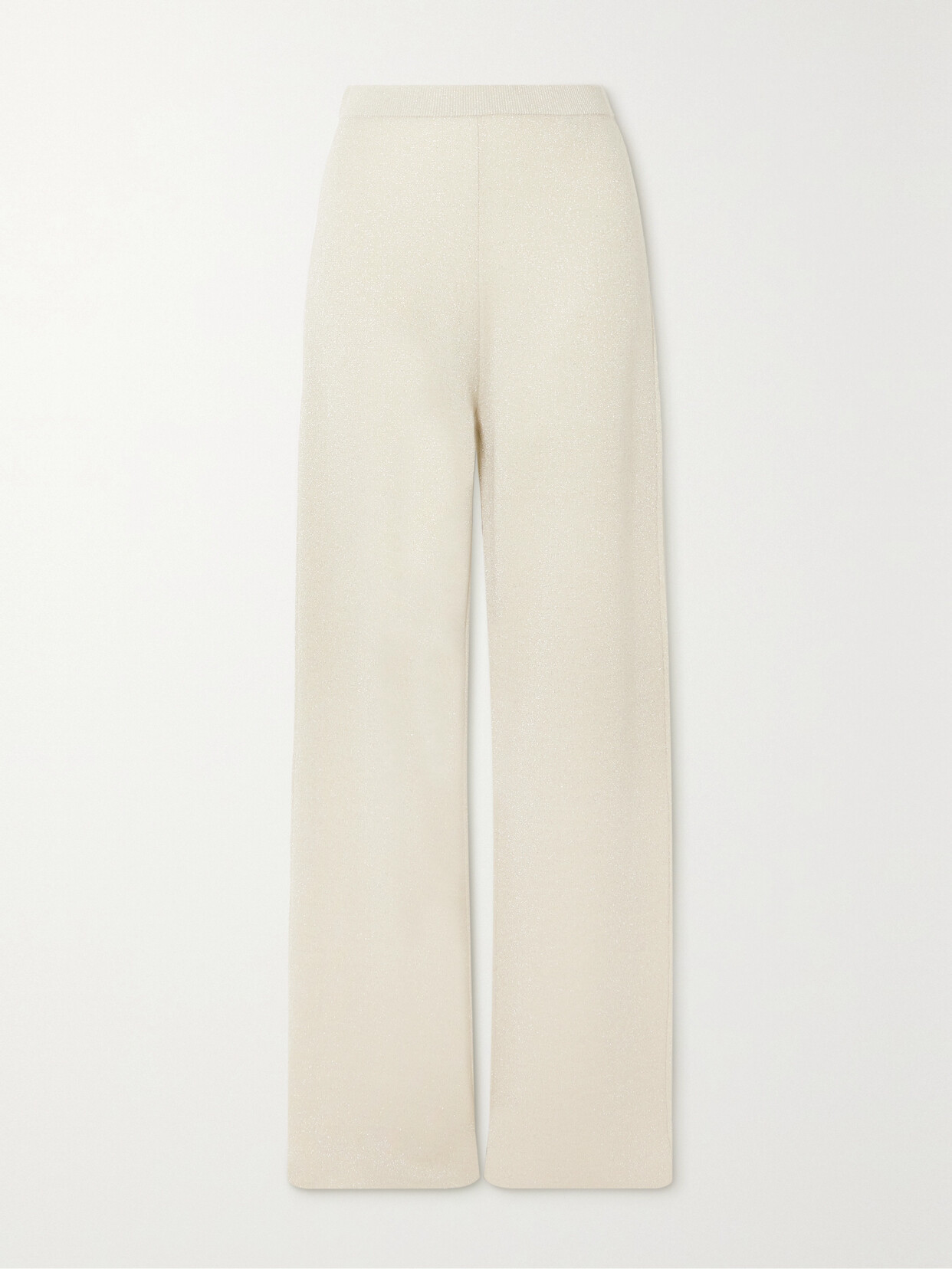 Joseph Metallic Merino Wool-blend Straight-leg Pants In Ivory