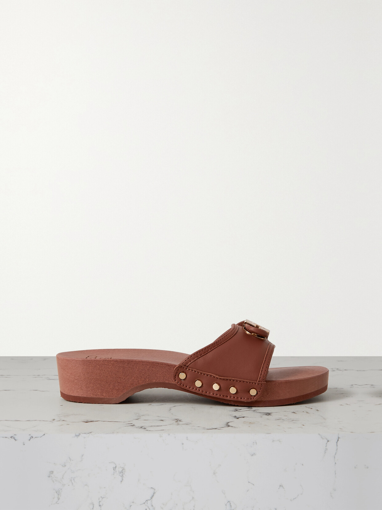 Scholl - + Issimo Pescura Buckled Leather Clogs - Brown