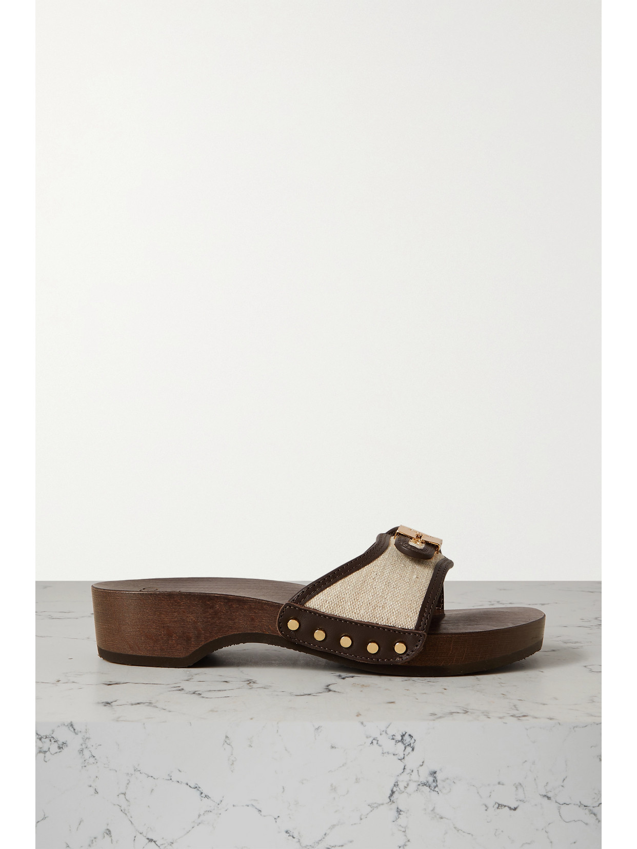 Scholl - + Issimo Pescura Buckled Leather-trimmed Canvas Clogs - Neutrals