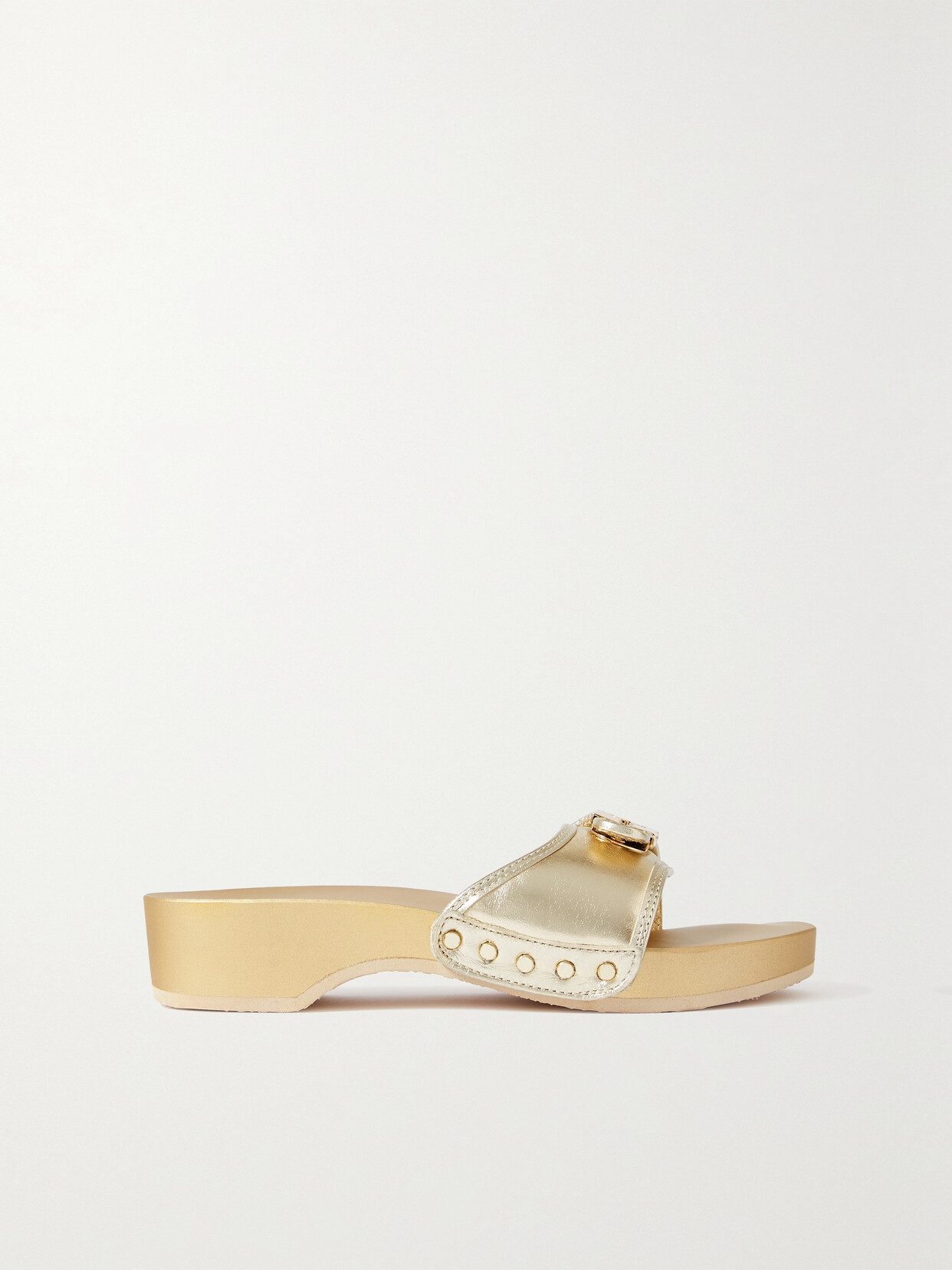 Scholl - + Issimo Pescura Buckled Metallic Leather Clogs - Gold