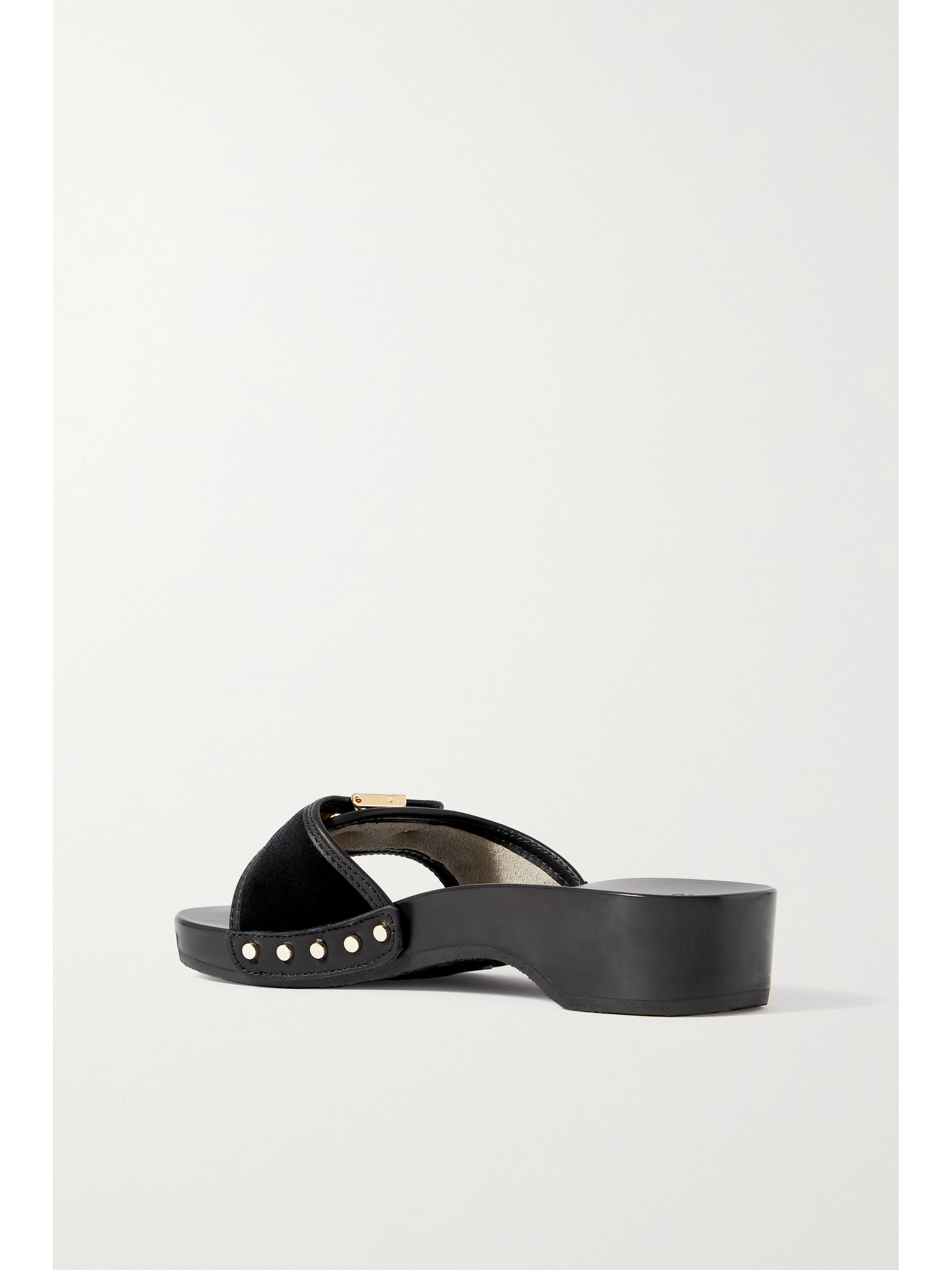 SCHOLL + ISSIMO Pescura buckled leather-trimmed velvet clogs thumbnail