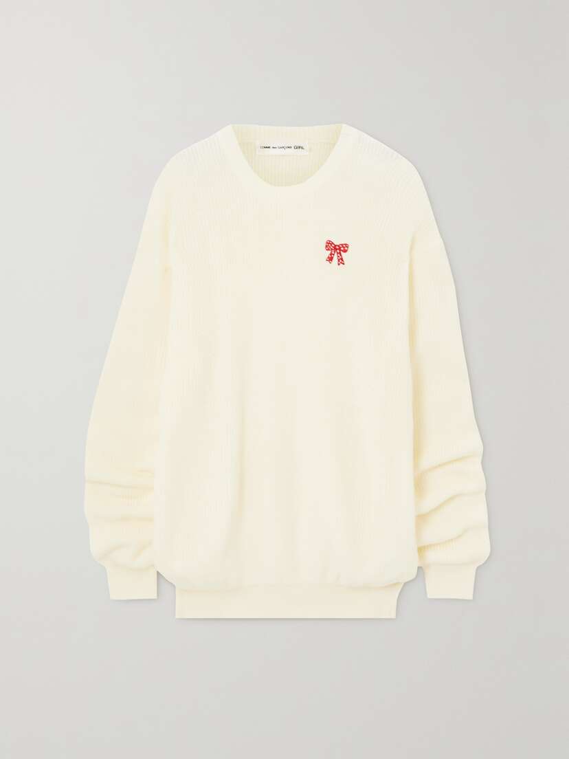 Comme des Garçons GIRL Oversized Embroidered Knitted Sweater