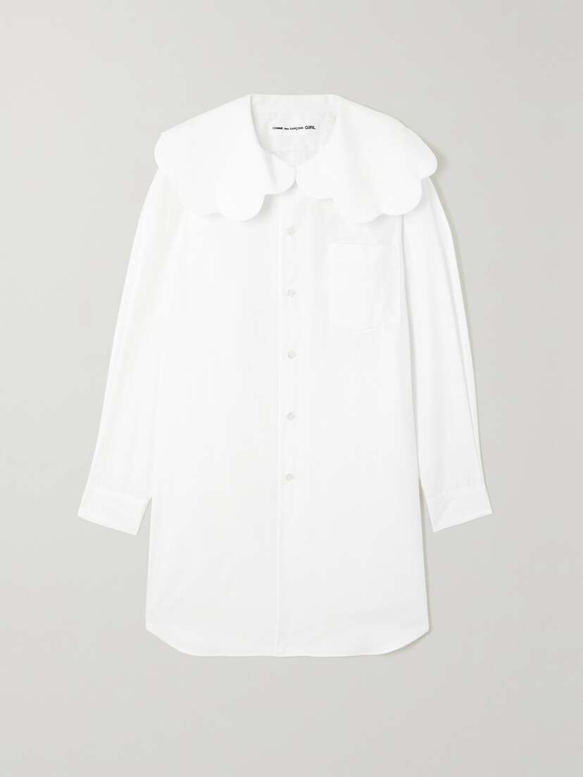 Comme des Garçons GIRL Scalloped Cotton-poplin Mini Shirt Dress