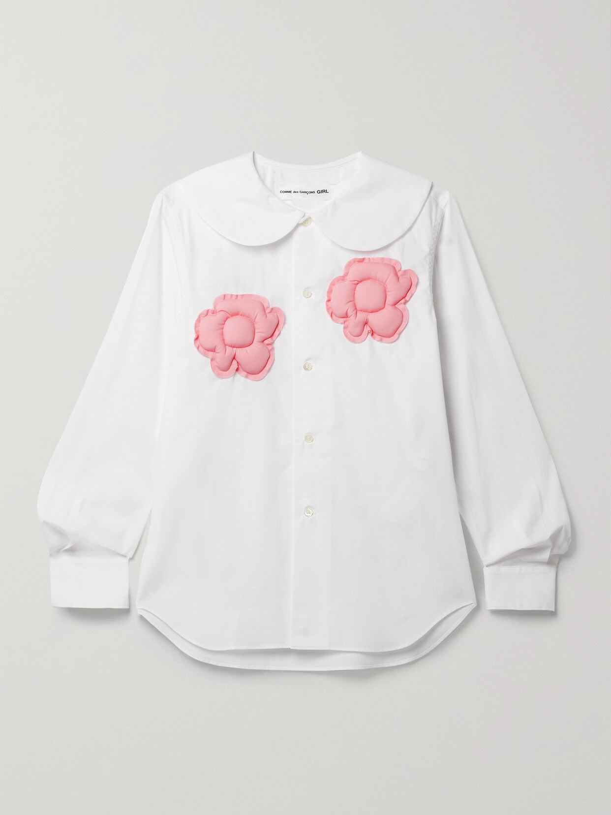 Shop Comme Des Garcons Girl Appliquéd Cotton-poplin Shirt In White