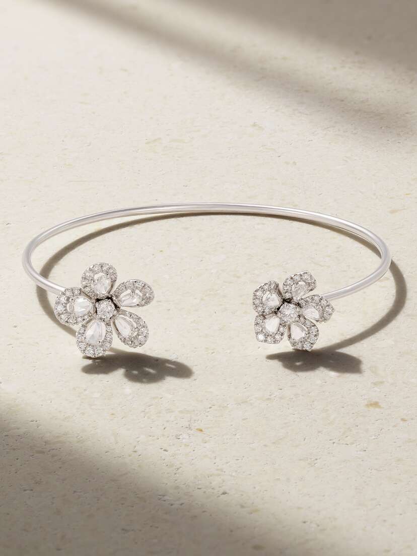 David Morris Miss Daisy 18-karat White Gold Diamond Bangle