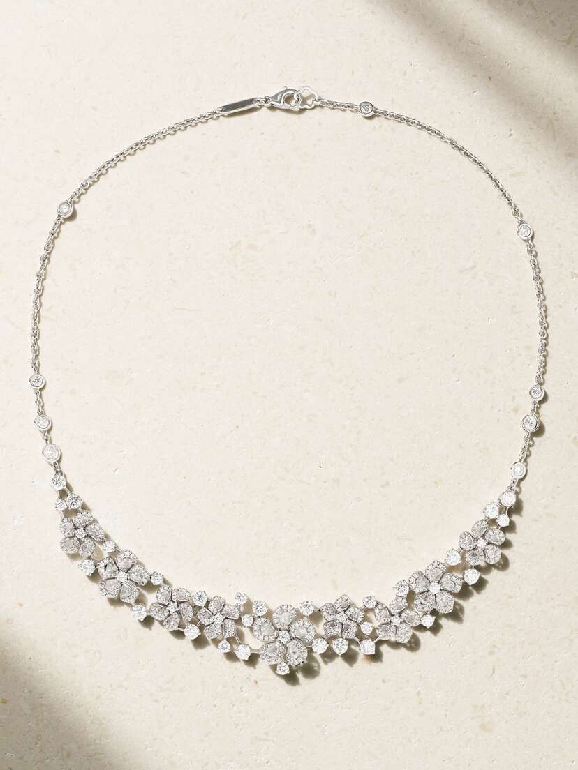 David Morris Miss Daisy 18-karat White Gold Diamond Necklace
