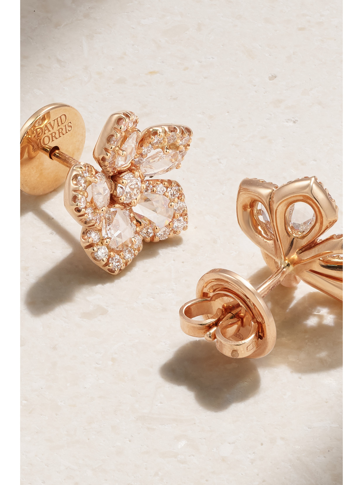 David Morris Miss Daisy 18-karat Rose Gold Diamond Earrings In Gold