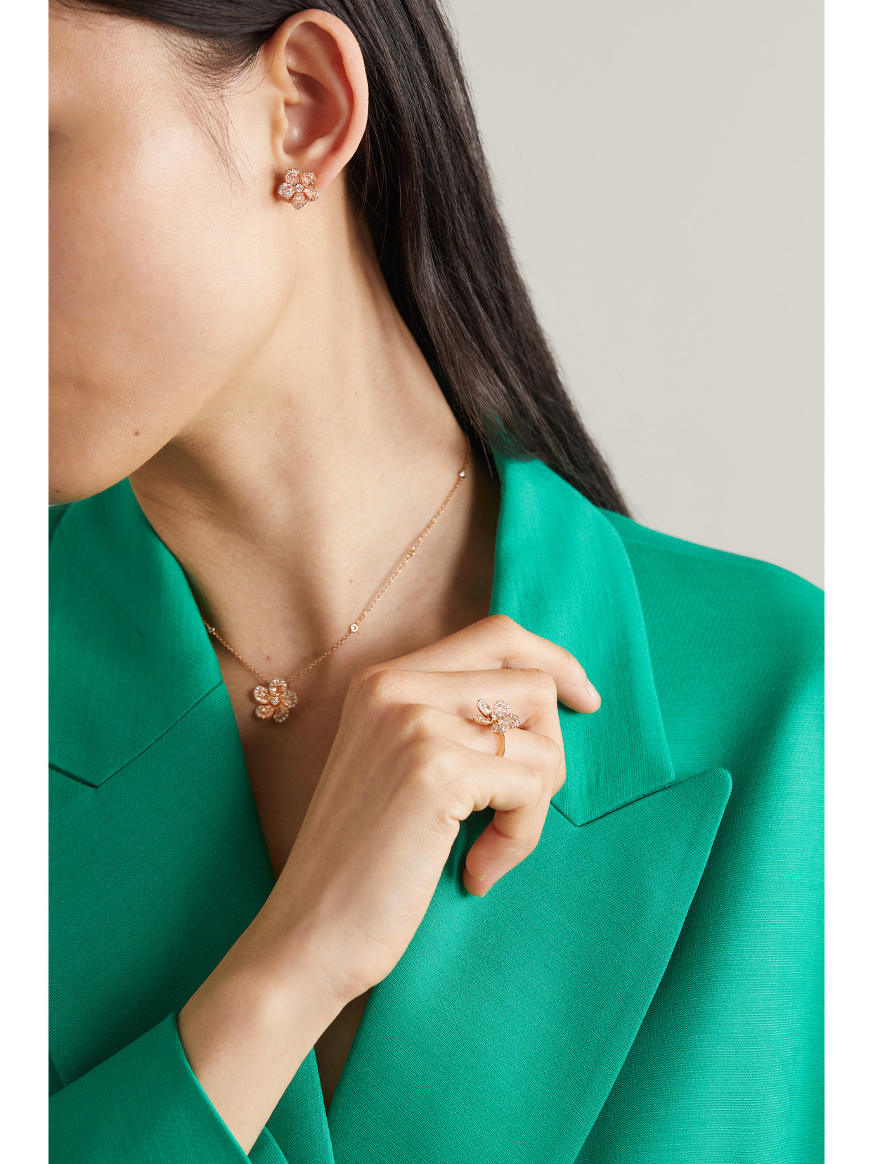 David Morris Miss Daisy 18-karat Rose Gold Diamond Earrings In Gold