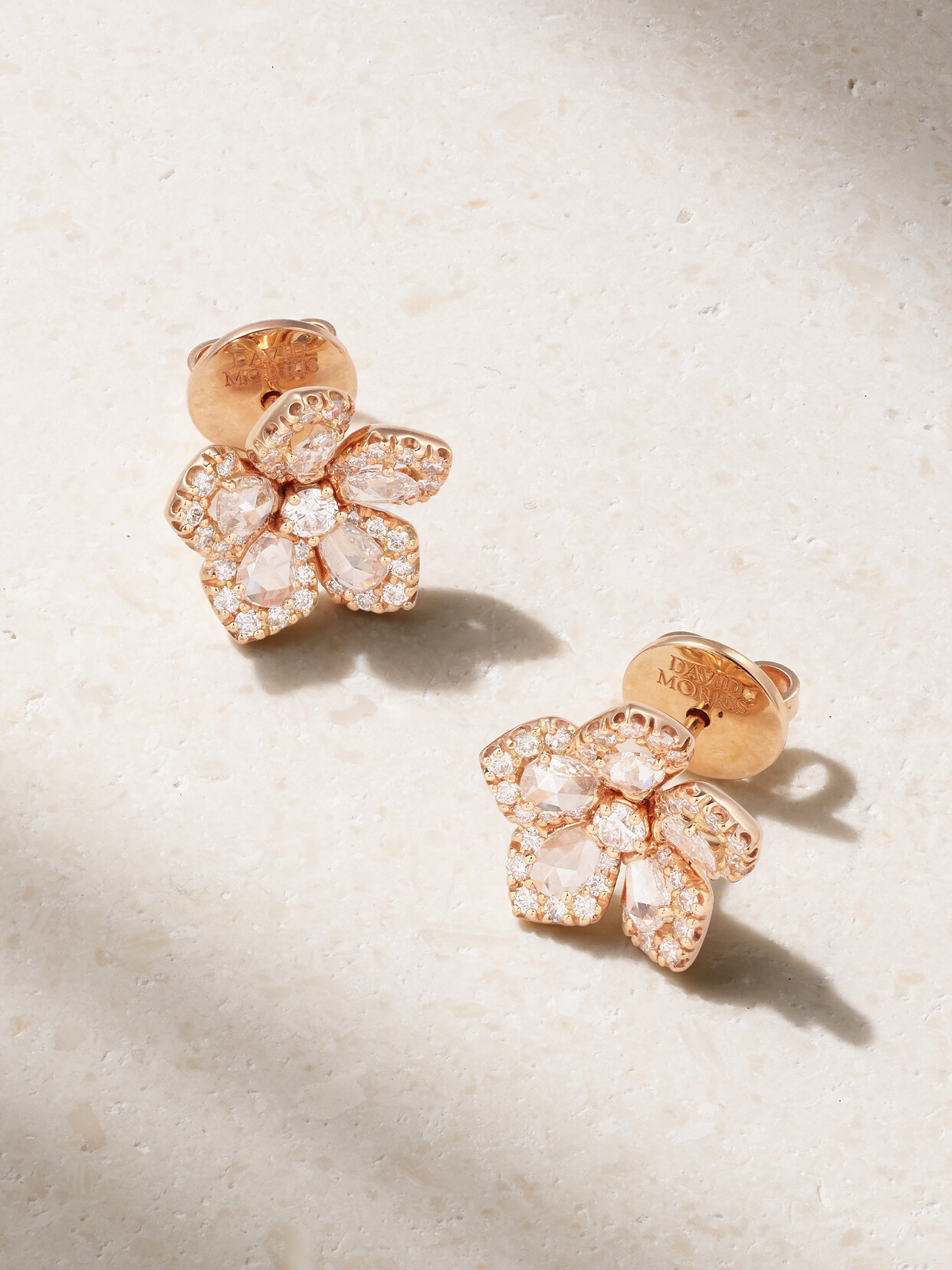 David Morris Miss Daisy 18-karat Rose Gold Diamond Earrings