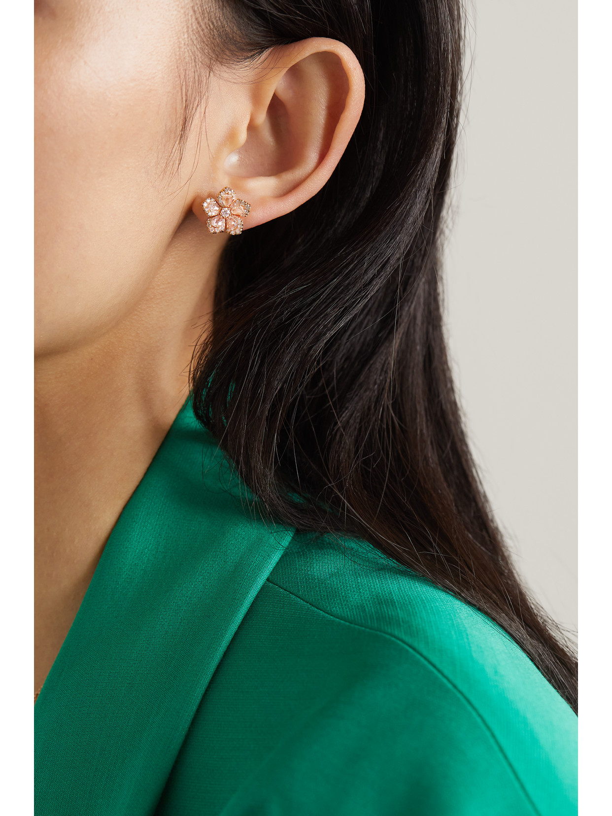 David Morris Miss Daisy 18-karat Rose Gold Diamond Earrings In Gold