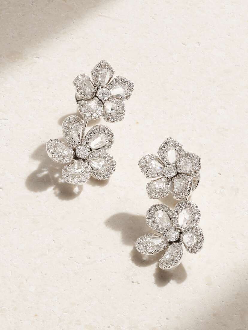 David Morris Miss Daisy 18-karat White Gold Diamond Earrings