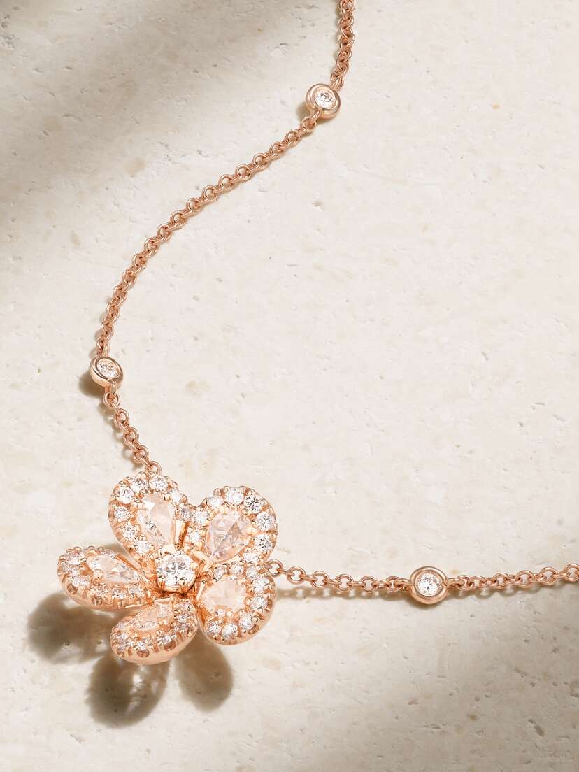 David Morris Miss Daisy 16" 18-karat Rose Gold Diamond Necklace