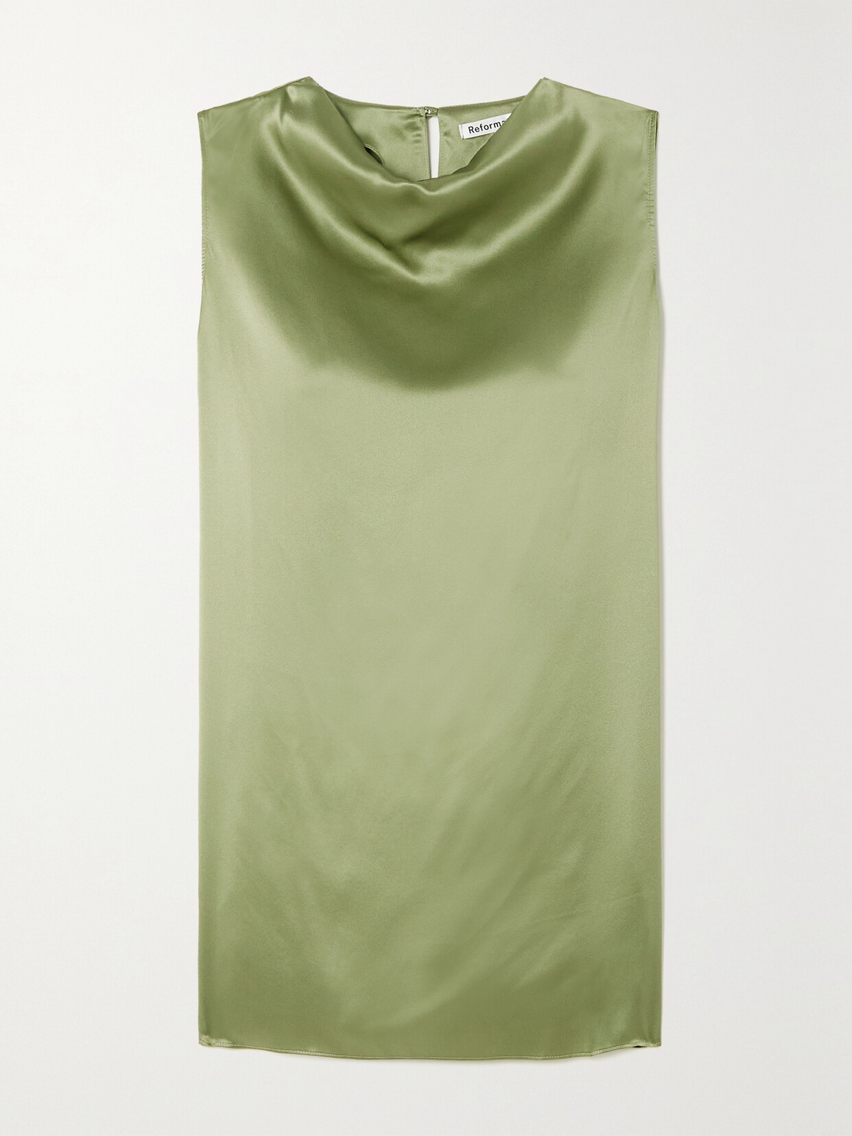 Reformation Serina Draped Silk-satin Mini Dress In Green