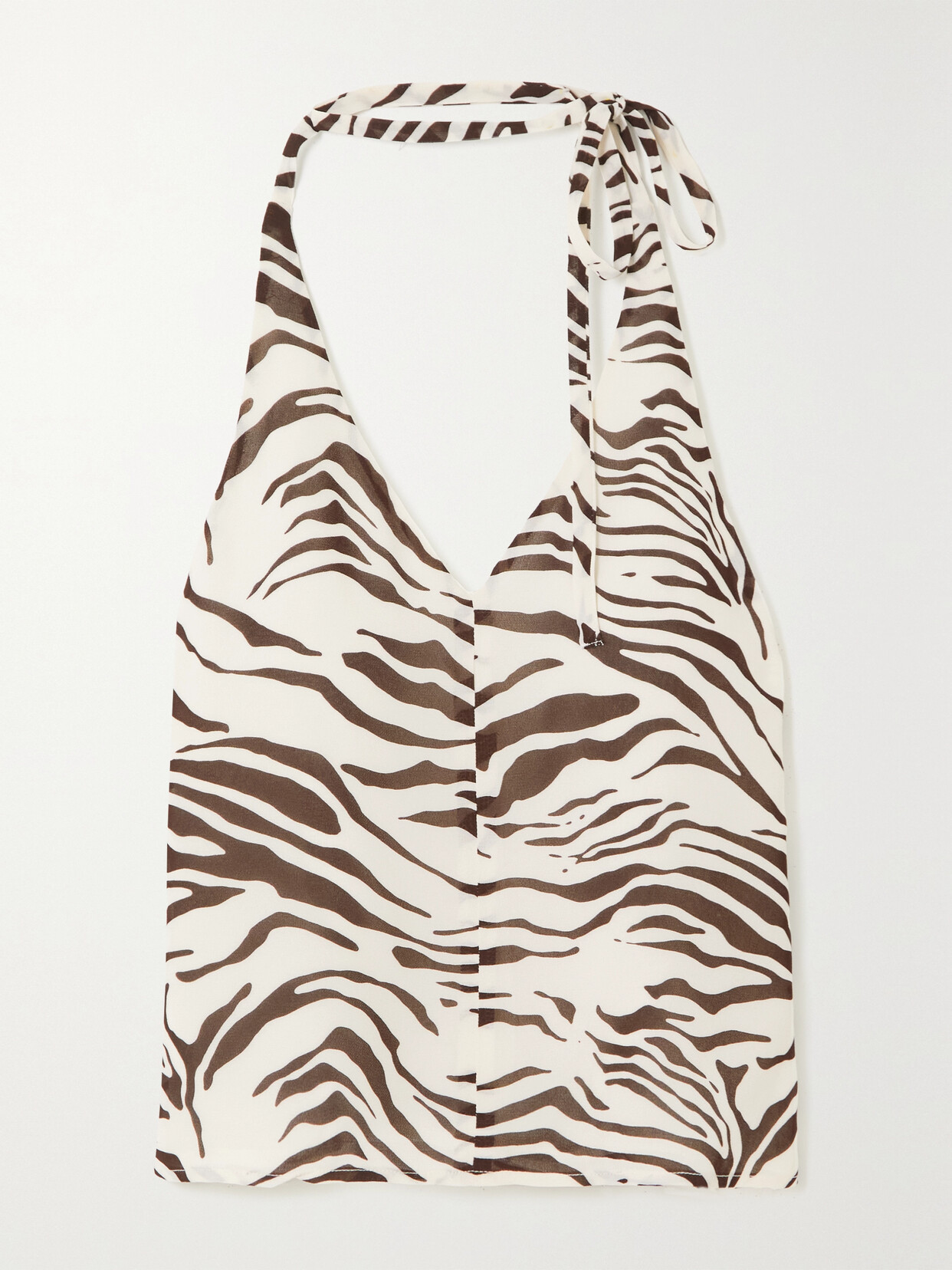 Reformation Vida Zebra-print Georgette Halterneck Top