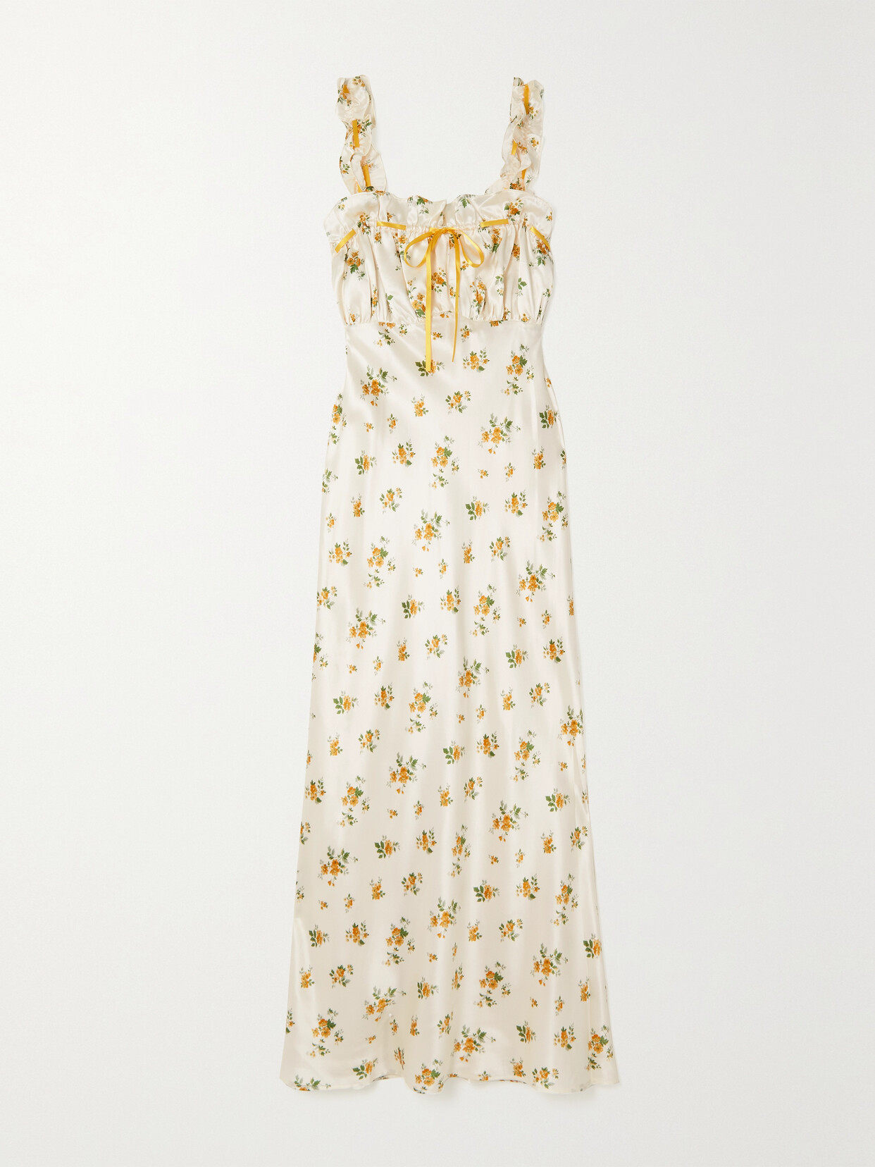 Reformation Erdem Ruffled Floral-print Silk-charmeuse Midi Dress