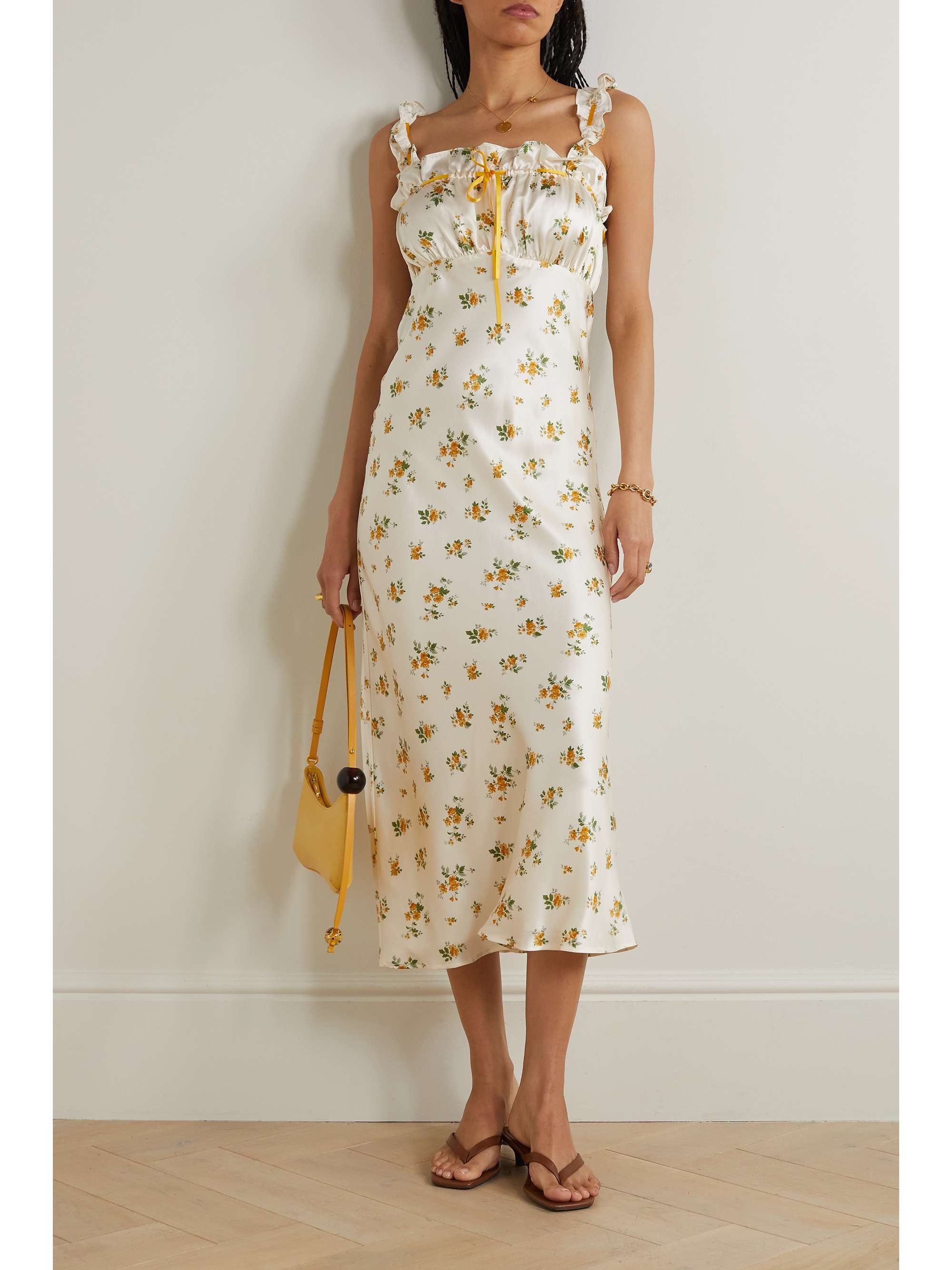 Erdem ruffled floral-print silk-charmeuse midi dress