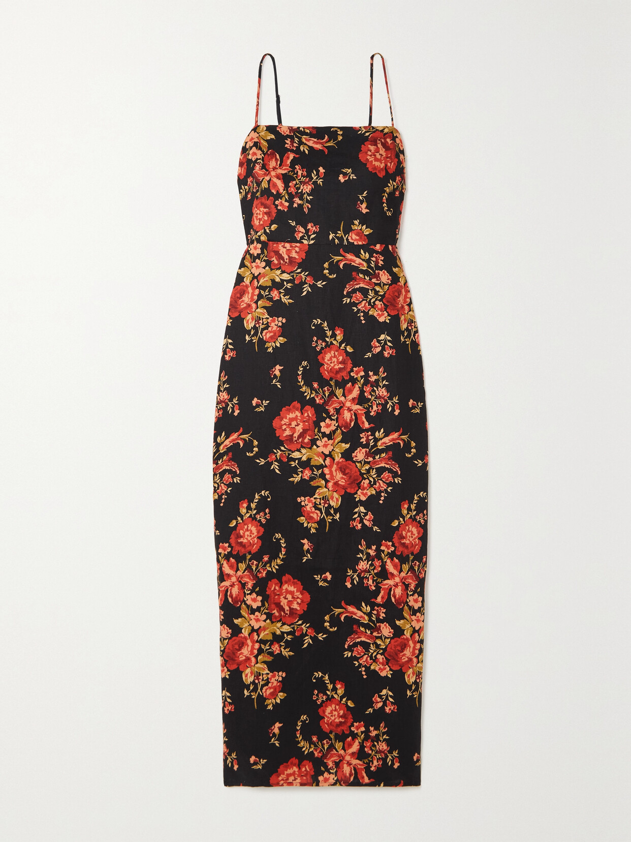 REFORMATION FRANKIE FLORAL-PRINT LINEN MAXI DRESS