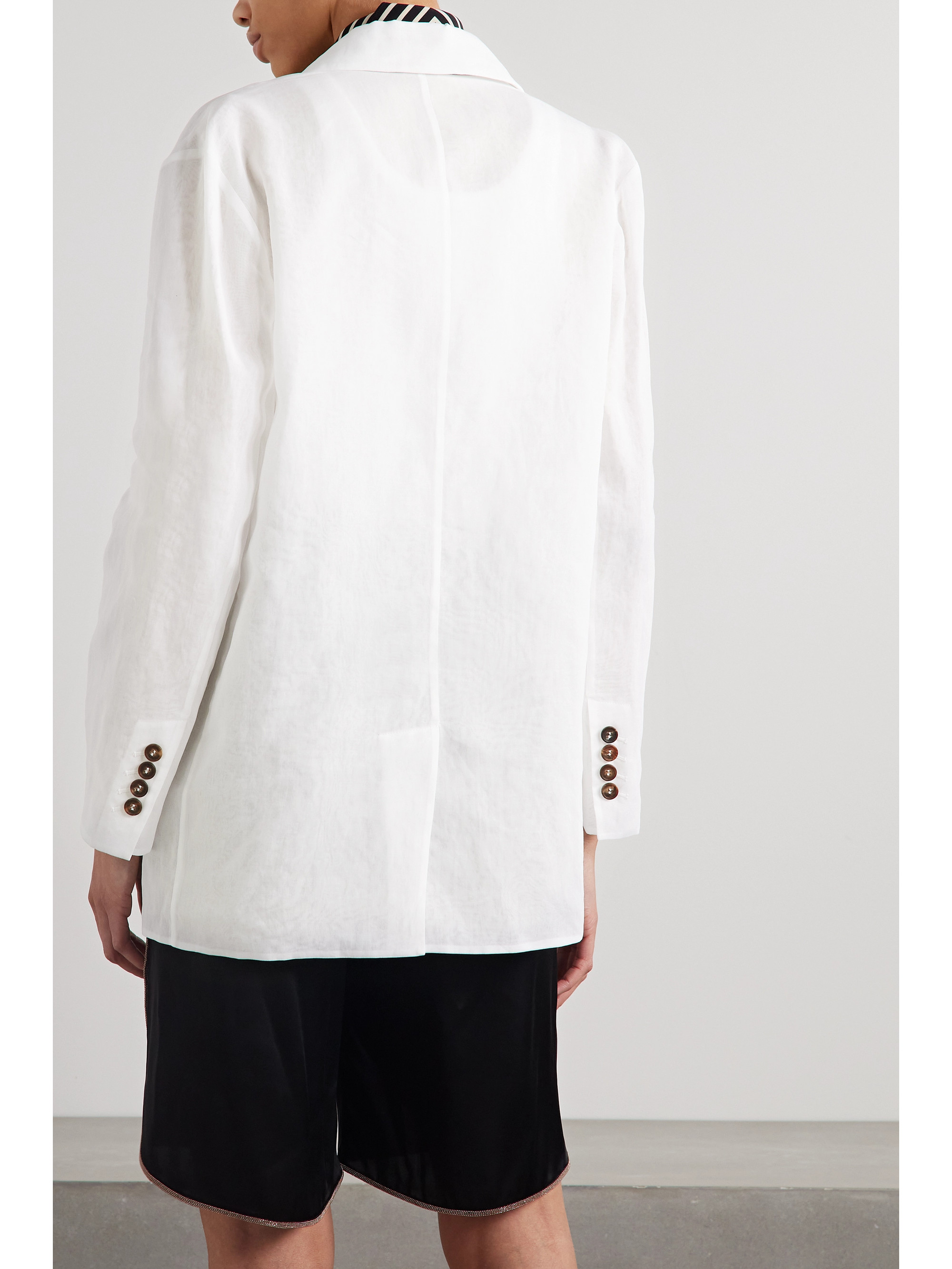 Brunello Cucinelli Double-breasted cotton-organza blazer thumbnail