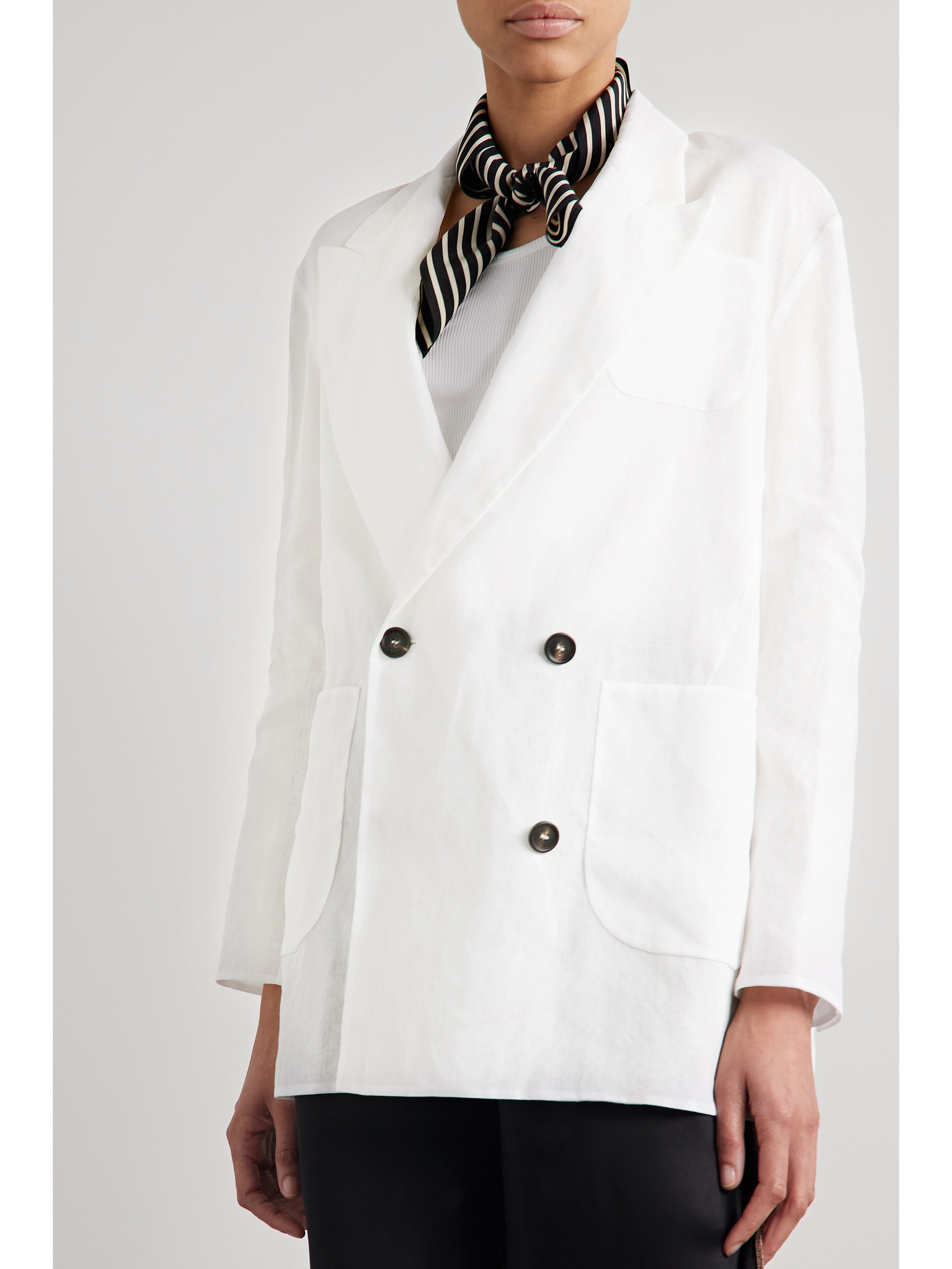 Brunello Cucinelli Double-breasted cotton-organza blazer