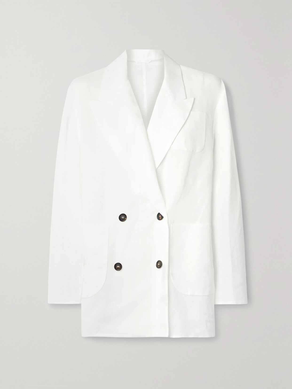 Brunello Cucinelli Double-breasted Cotton-organza Blazer In White