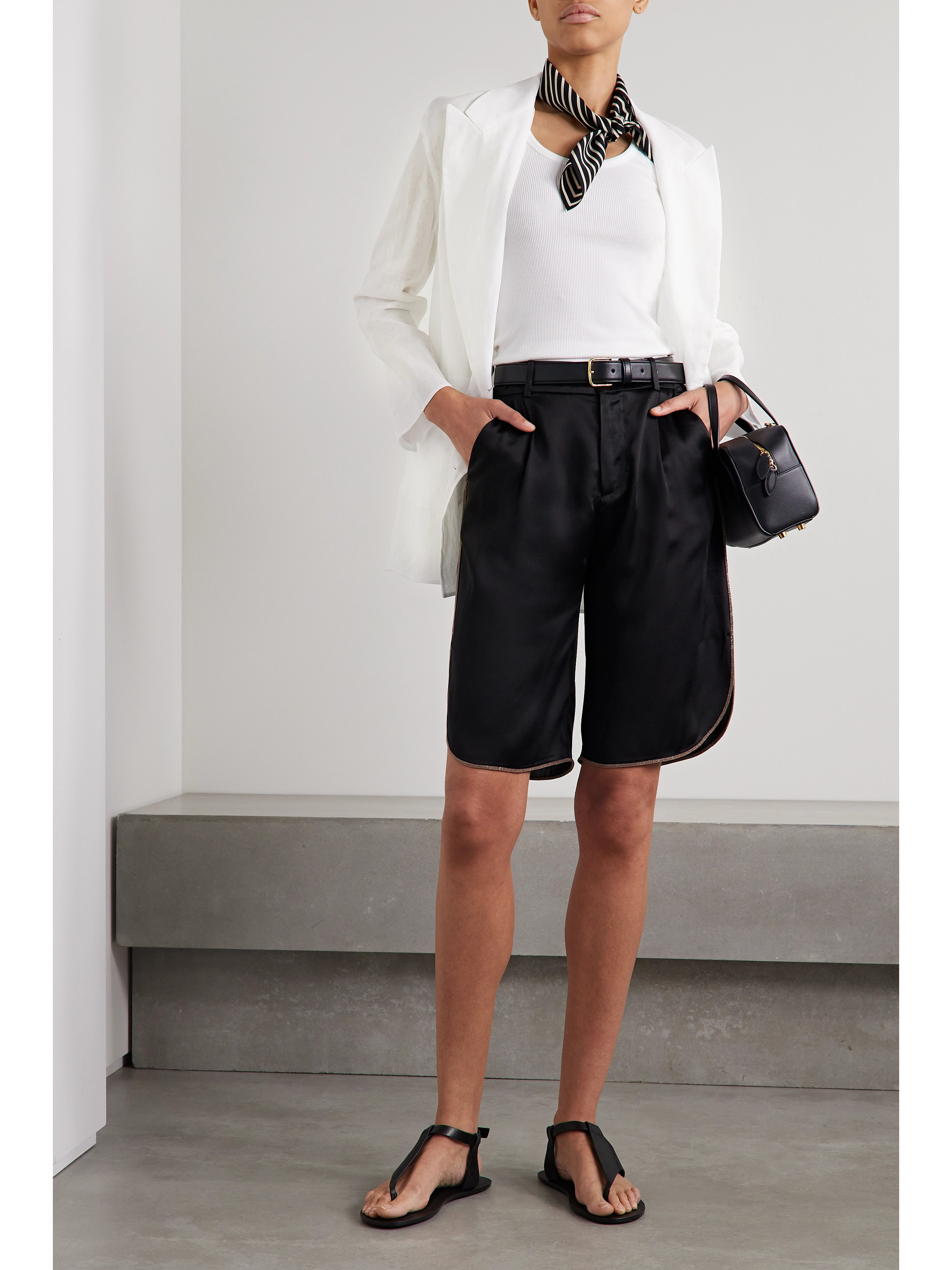 Brunello Cucinelli Double-breasted cotton-organza blazer thumbnail