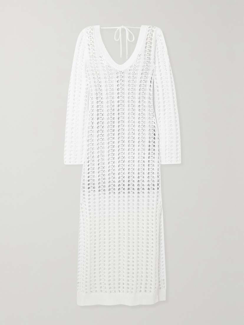 Brunello Cucinelli Crocheted Cotton, Linen And Silk-blend Maxi Dress - x large