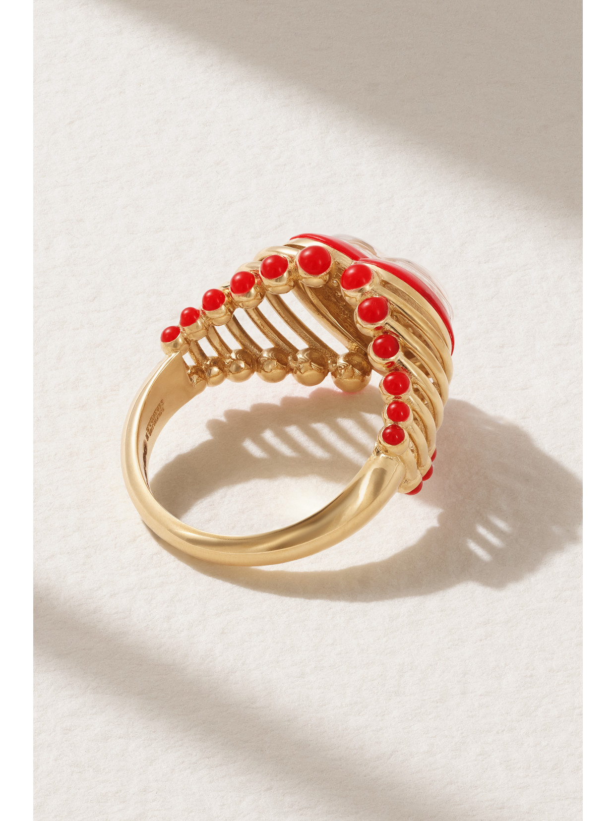 Shop L'atelier Nawbar The Heart Moment 18-karat Gold Diamond, Ruby And Enamel Ring