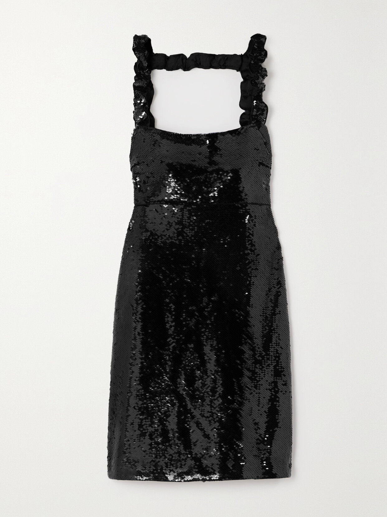 GANNI - Sequined Recycled-satin Mini Dress - Black