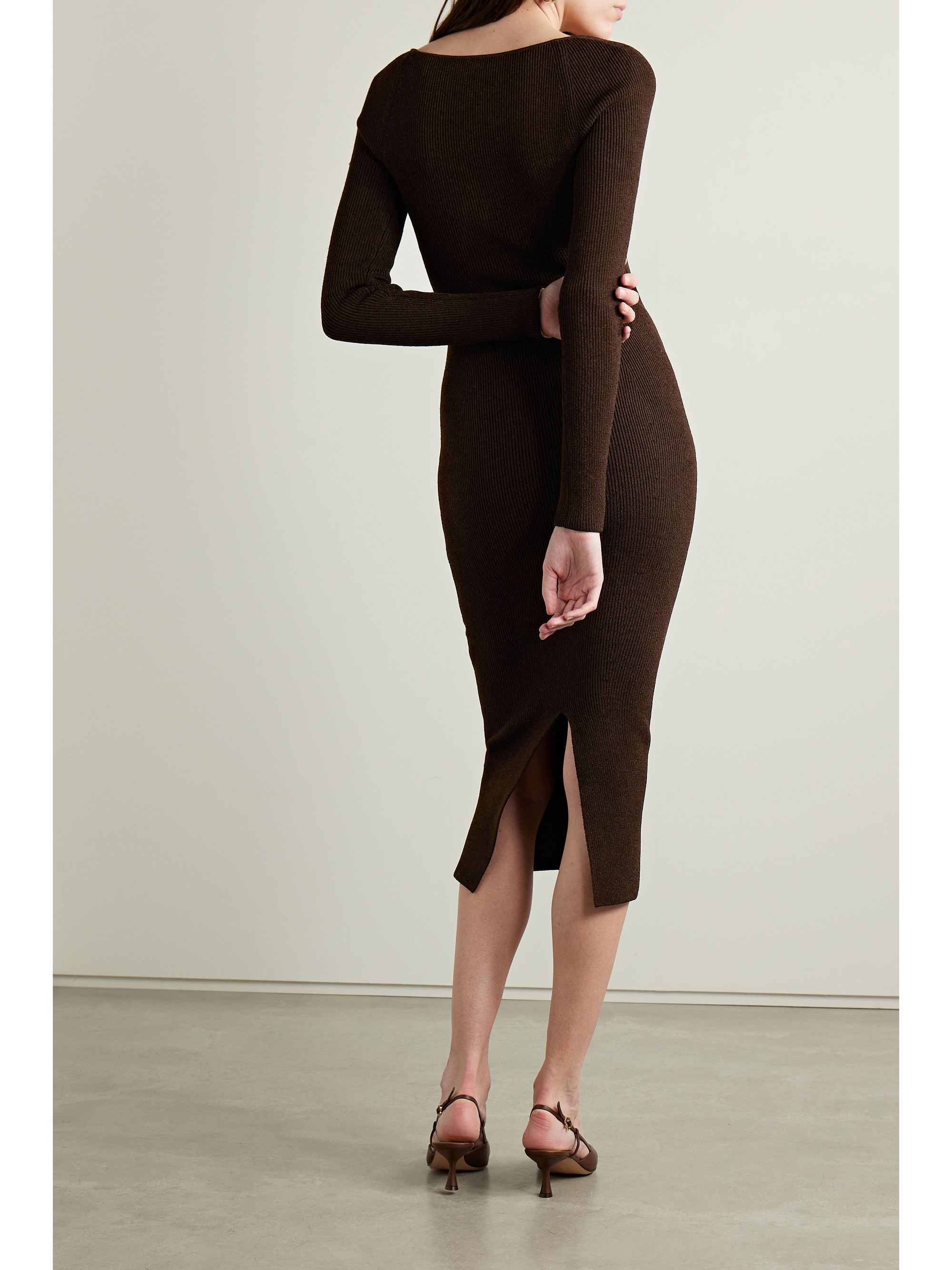 Galvan Freya ribbed-knit midi dress