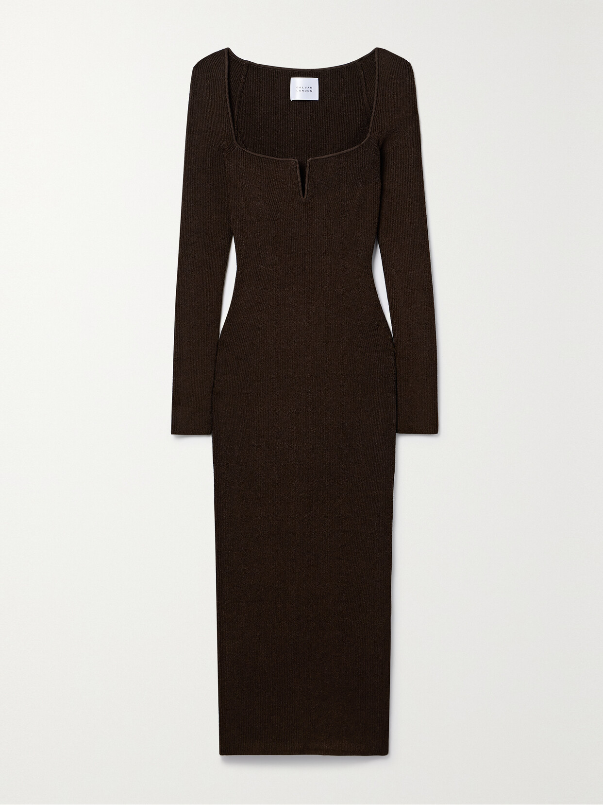 Galvan - Freya Ribbed-knit Midi Dress - Brown