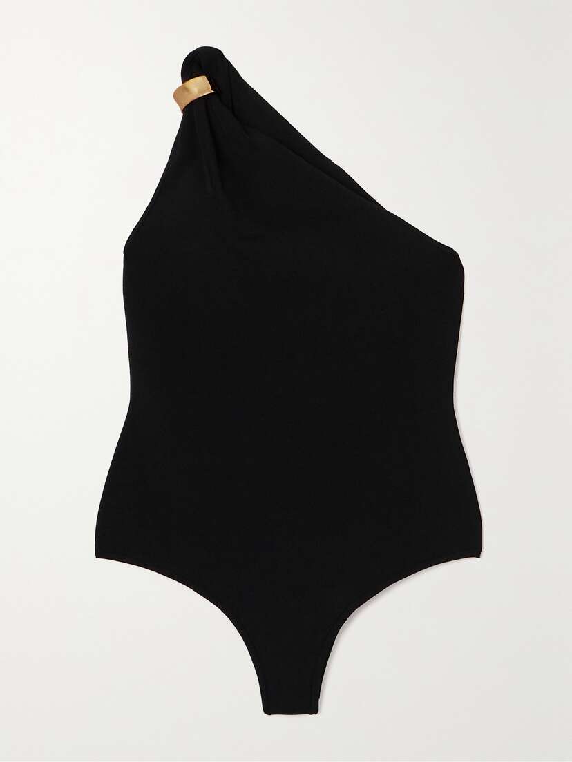 Galvan Leticia One-shoulder Embellished Ribbed Stretch-jersey Bodysuit