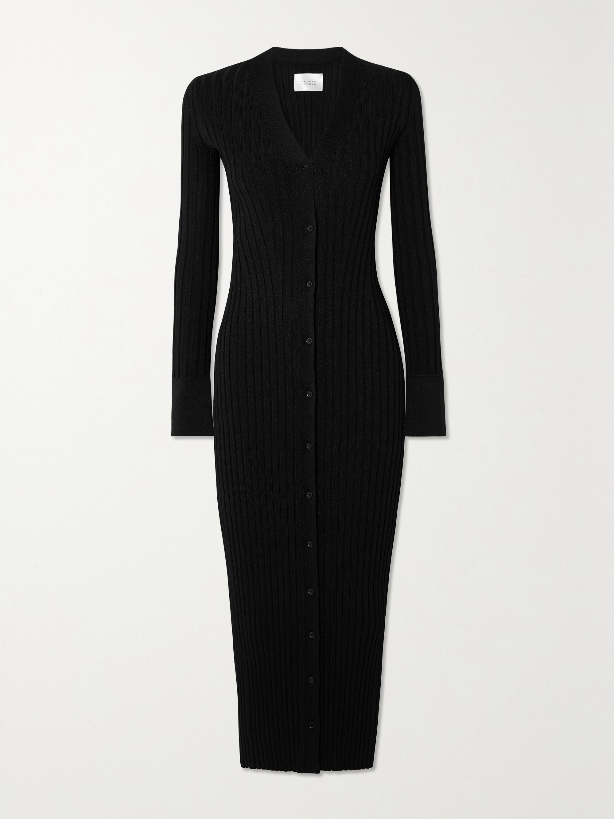Galvan Rhea metallic ribbed-knit midi dress thumbnail