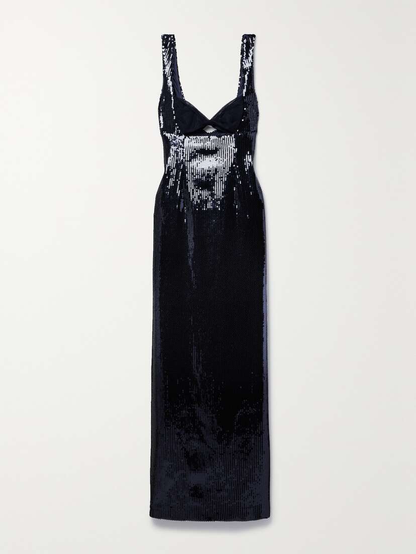 Galvan Liquid Twist-front Cutout Sequined Tulle Gown