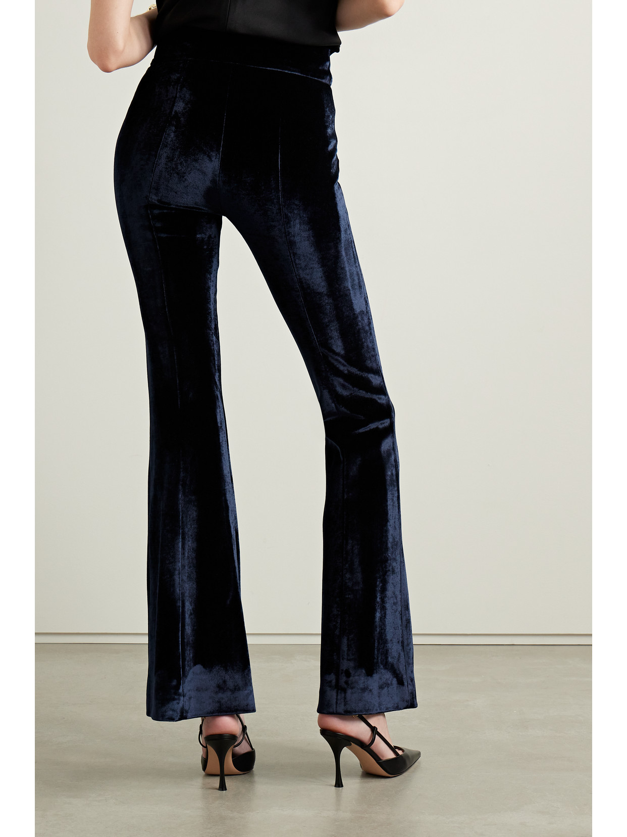 Galvan High-rise Velvet Flared Trousers In Blue