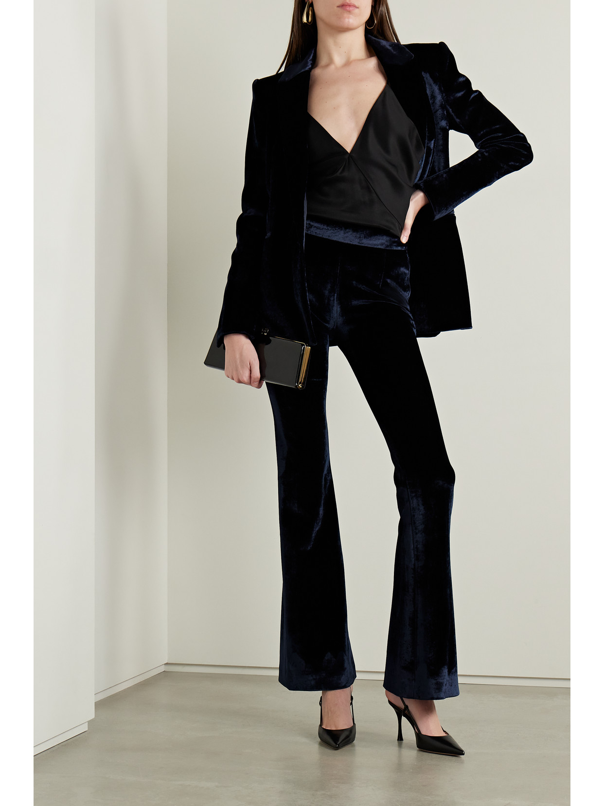 Galvan High-rise Velvet Flared Trousers In Blue