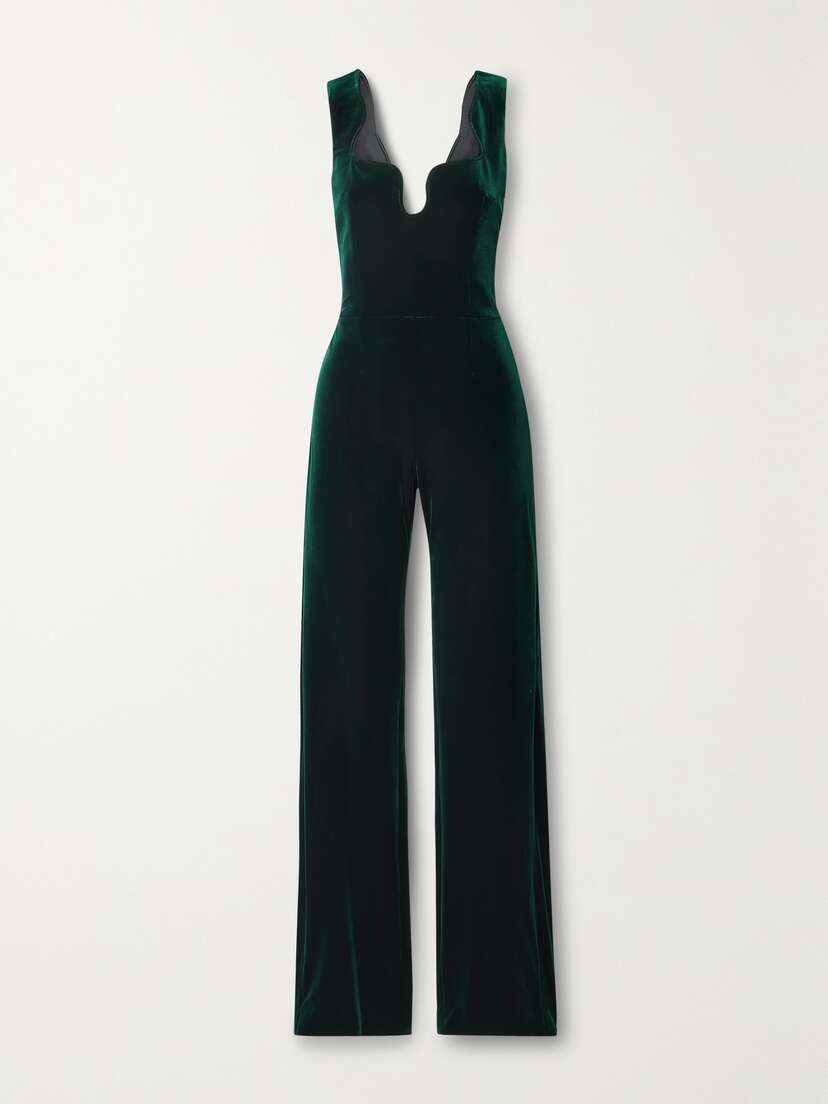 Galvan Siren Stretch-velvet Jumpsuit