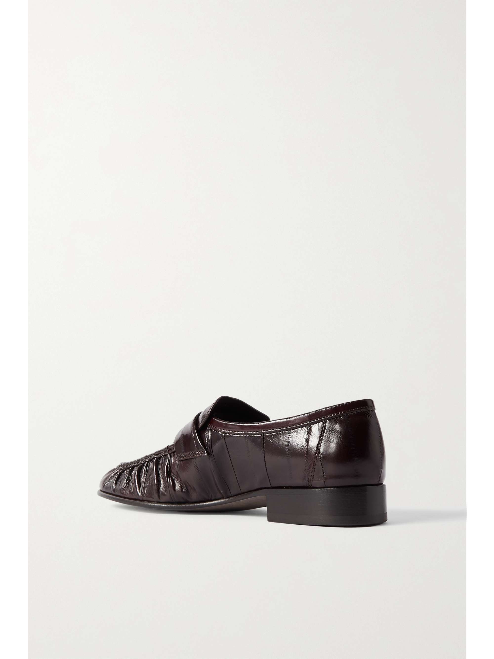 THE ROW Crinkled glossed-leather loafers